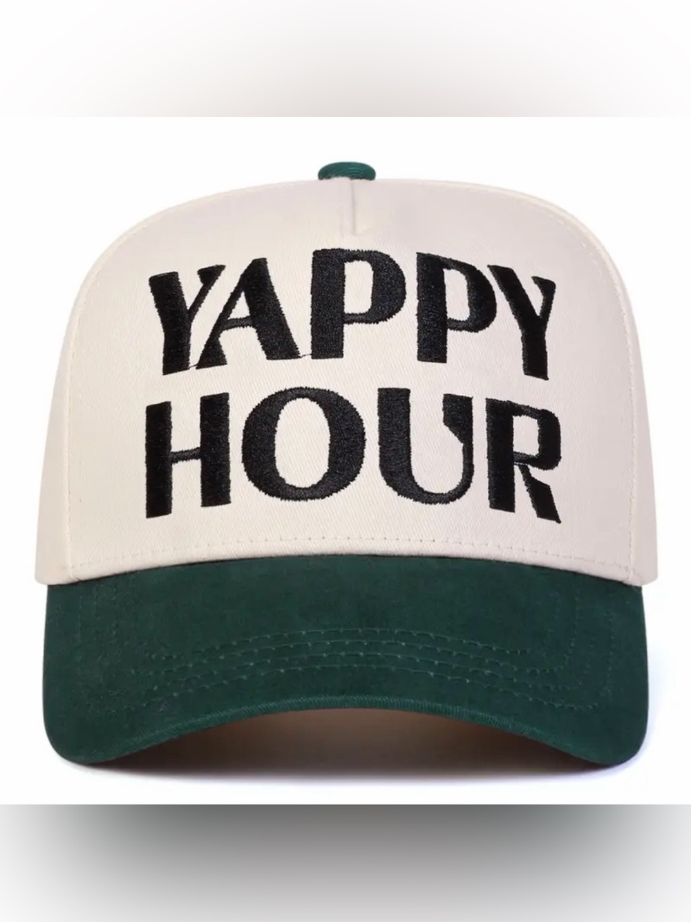 Yappy Hour White and Green Trucker Hat - Unbranded